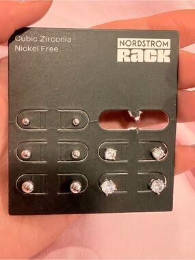 Nordstrom Rack Cubic Zirconia and Silver-Tone Stud Earring Set - Silver